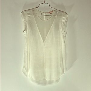 Rebecca Taylor Silk Combo fabric white top
